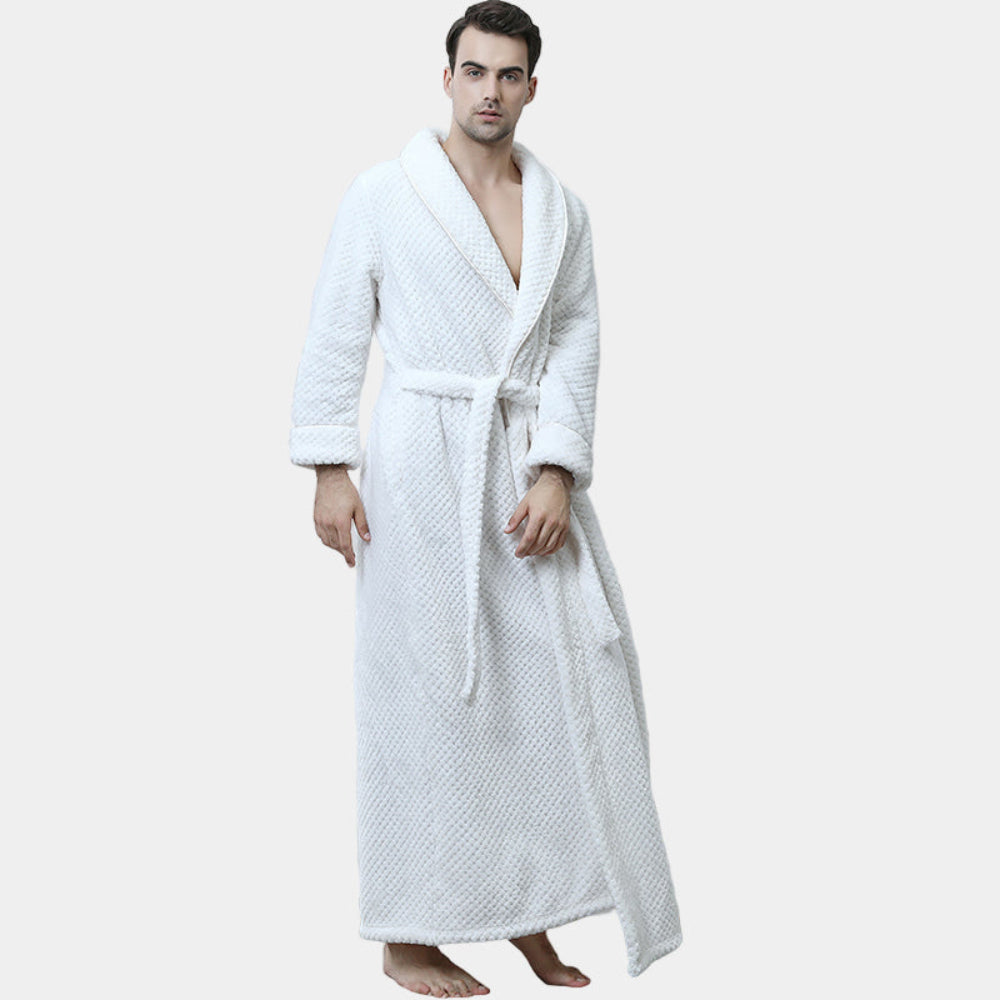 Accappatoio lungo termico da uomo per l'inverno, completo, per il relax