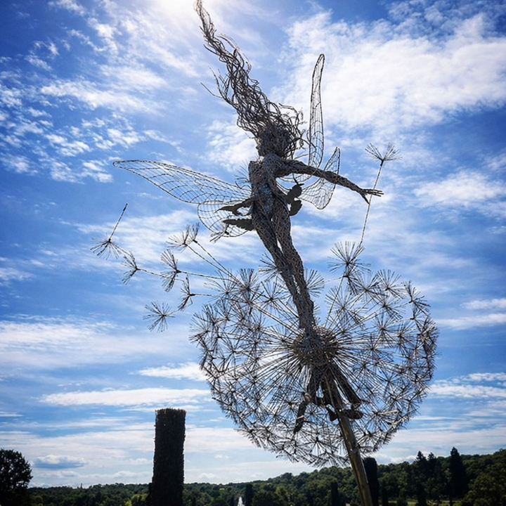 Metal Fairy Garden Sculpture with Stake for Outdoor Decor