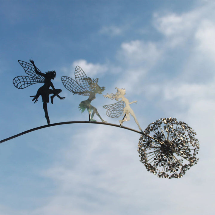 Metal Fairy Garden Sculpture with Stake for Outdoor Decor