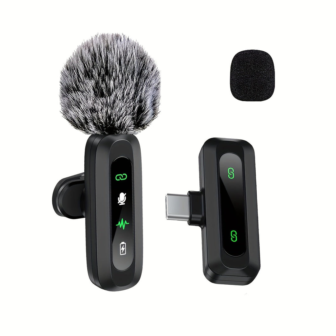 Microphone Cravate Sans Fil USB-C Compact pour Smartphones et Tablettes – Enregistrement Haute Qualité avec Pare-Vent Intégré 0