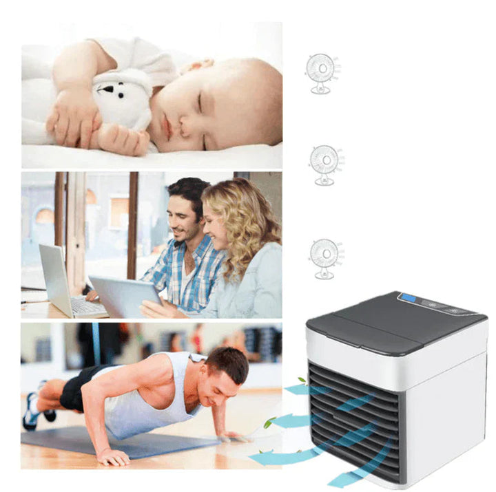 Mini Climatiseur Portable 3-en-1 Silencieux avec Éclairage LED - Refroidissement, Humidification et Purification d'Air 0