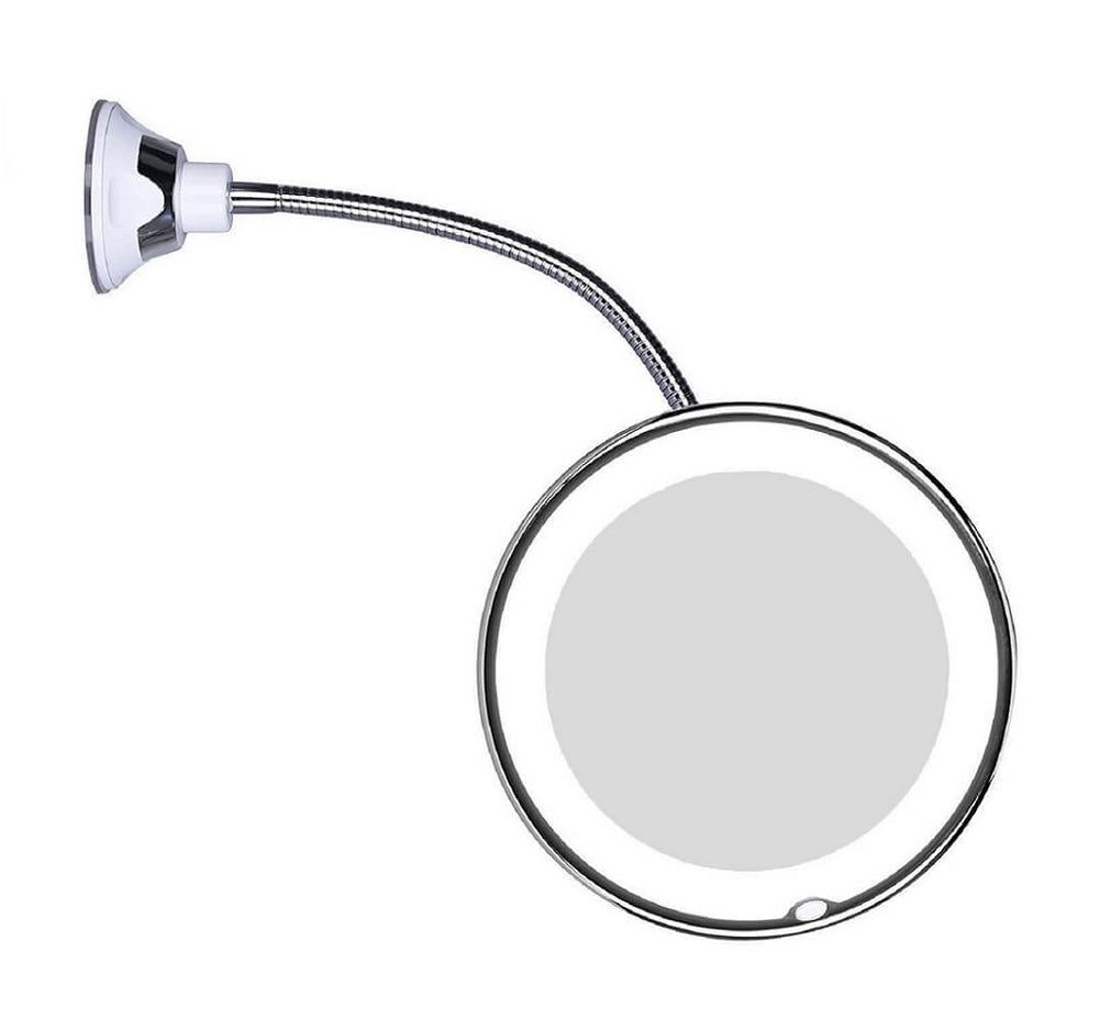Miroir Coiffeuse Lumineux LED avec Grossissement 10x et Col Flexible pour Maquillage Précis et Éclairage Naturel 1