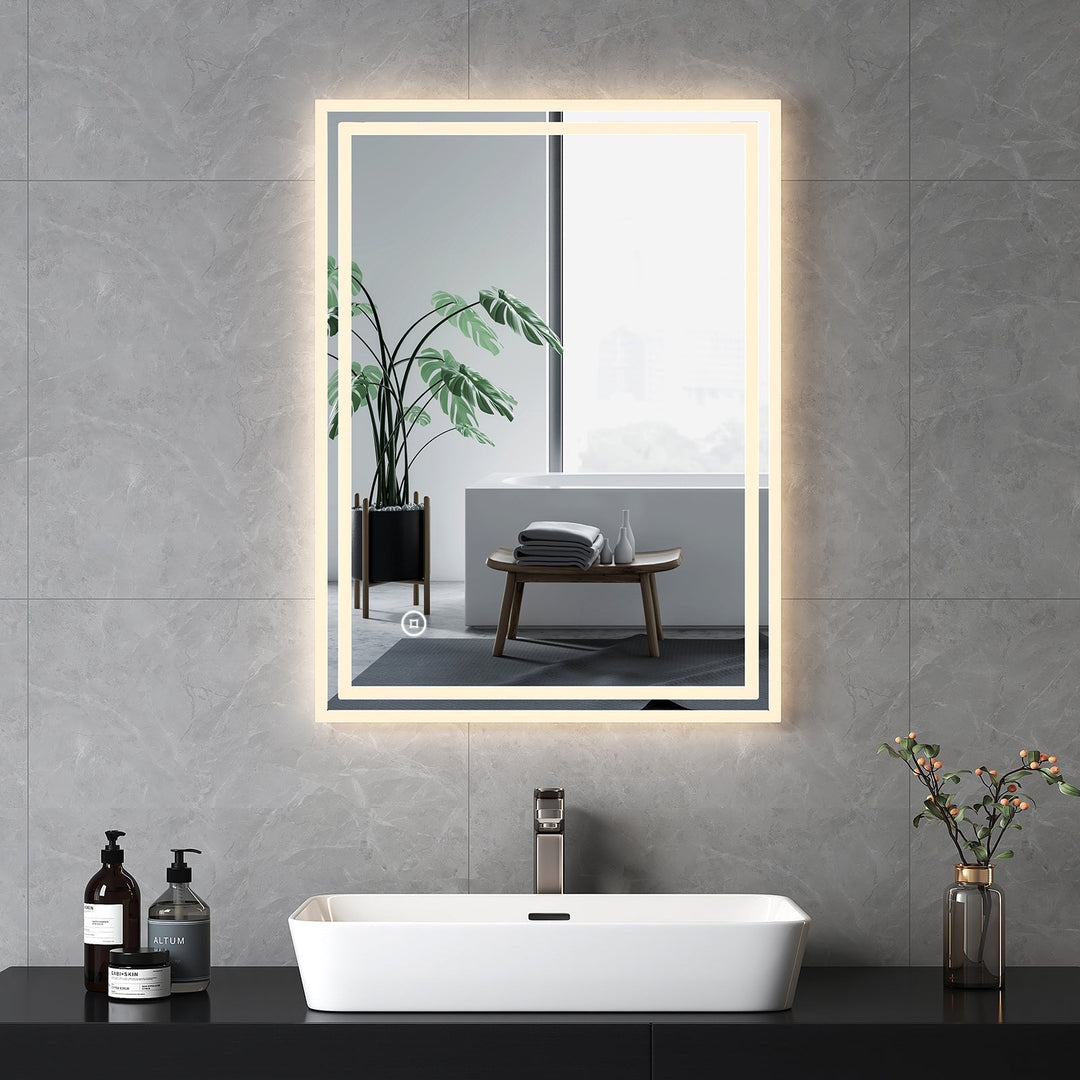 Miroir LED Salle de Bain Lumineux 60x80 cm avec Fonction Tactile 3-en-1 et Antibuée - Design Moderne et Économe en Énergie 0