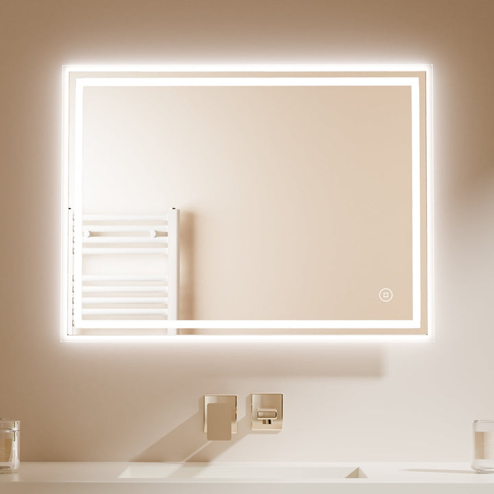 Miroir LED Salle de Bain Lumineux 60x80 cm avec Fonction Tactile 3-en-1 et Antibuée - Design Moderne et Économe en Énergie 3