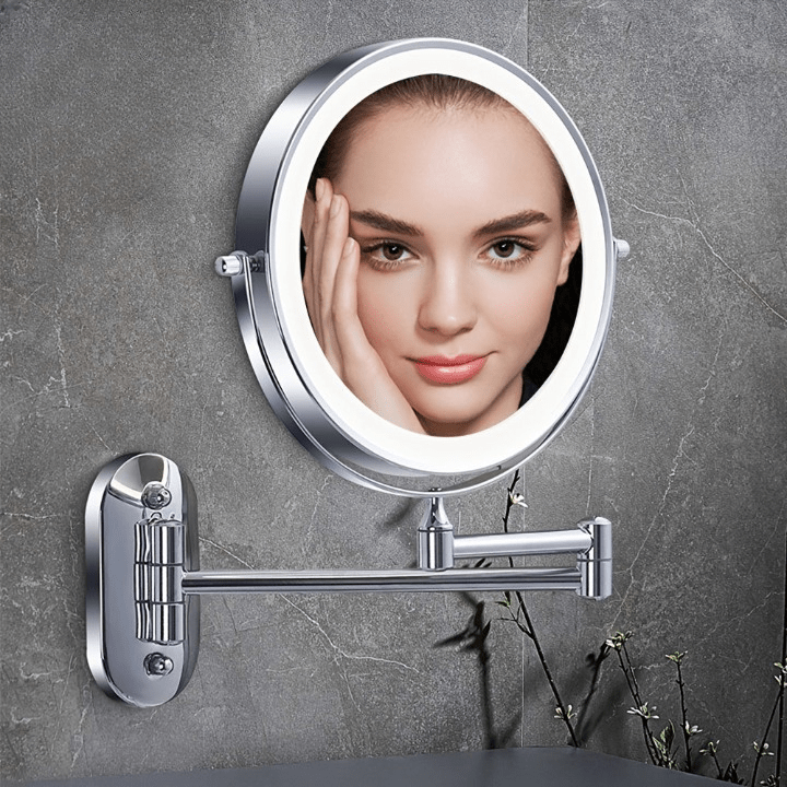 Miroir Mural Double Face Éclairé LED avec Grossissant – Miroir Design Élégant pour Salon et Chambre, 20 cm Inox 2