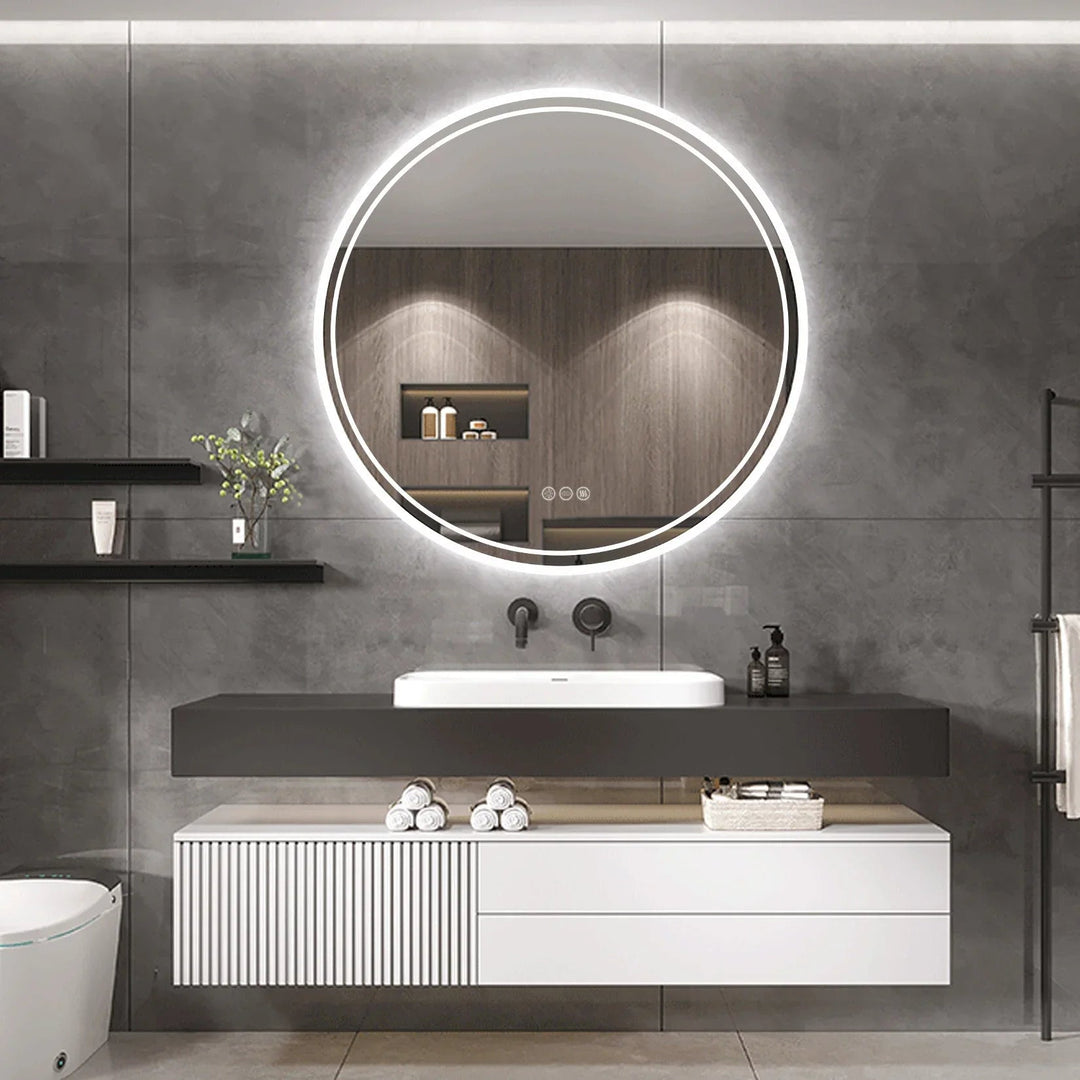 Miroir de Salle de Bain Rond à LED avec Écran Tactile et Fonction Dimmable – Design Moderne 0