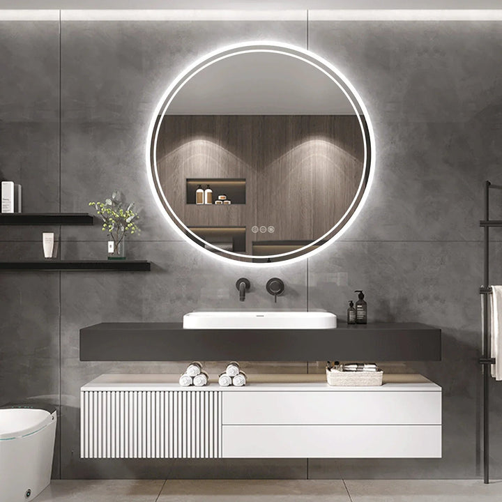 Miroir de Salle de Bain Rond à LED avec Écran Tactile et Fonction Dimmable – Design Moderne 0