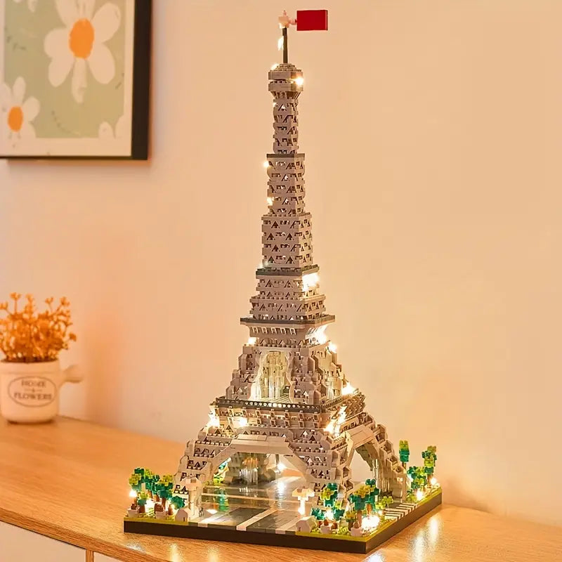 Modèle de la Tour Eiffel en 3585 Blocs – Ensemble de Construction Détails Réalistes en Plastique, 20 cm x 42 cm, Couleur Grise 0