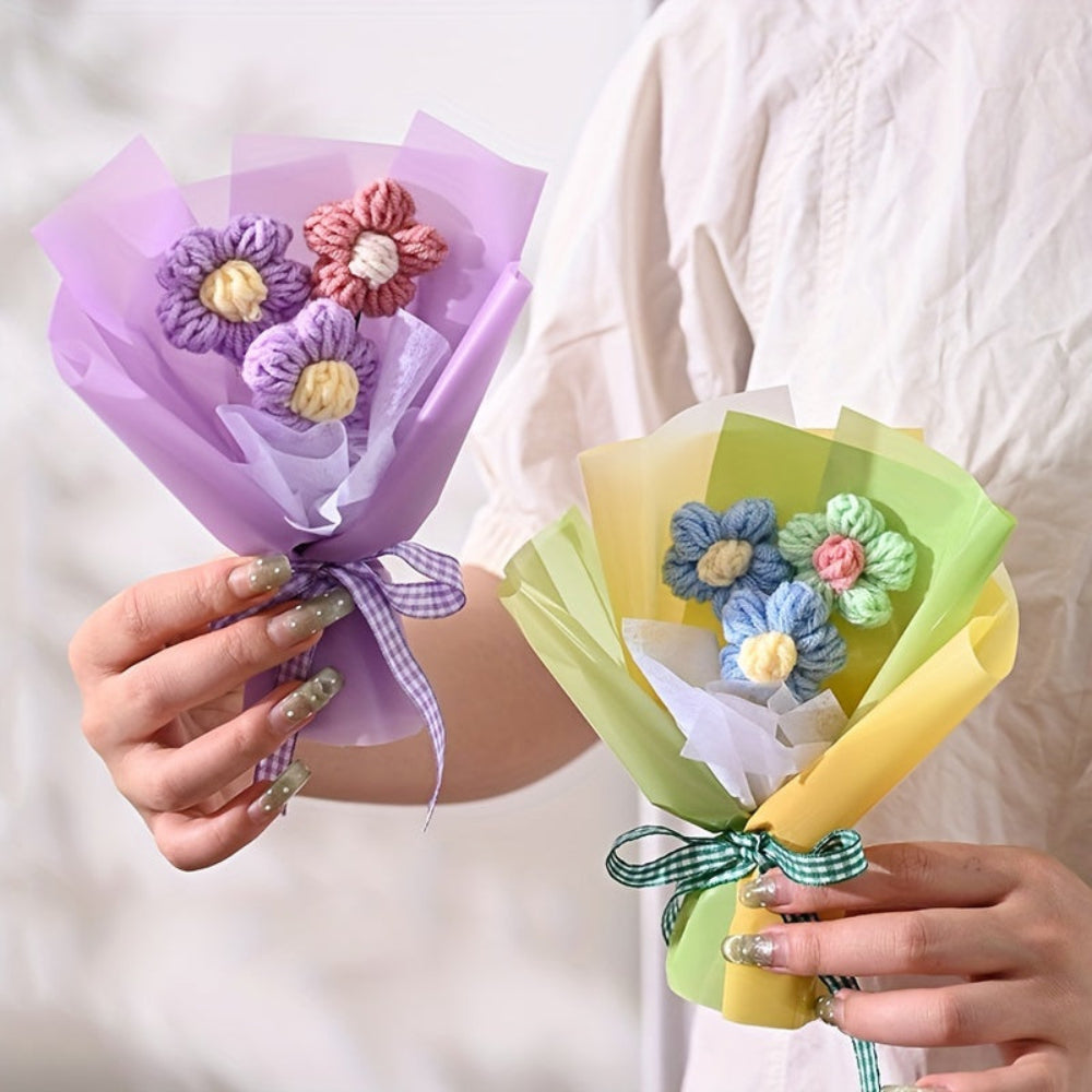 Mother's Day Flower Gift Bouquet Mini Knitted Anniversary Decor 3