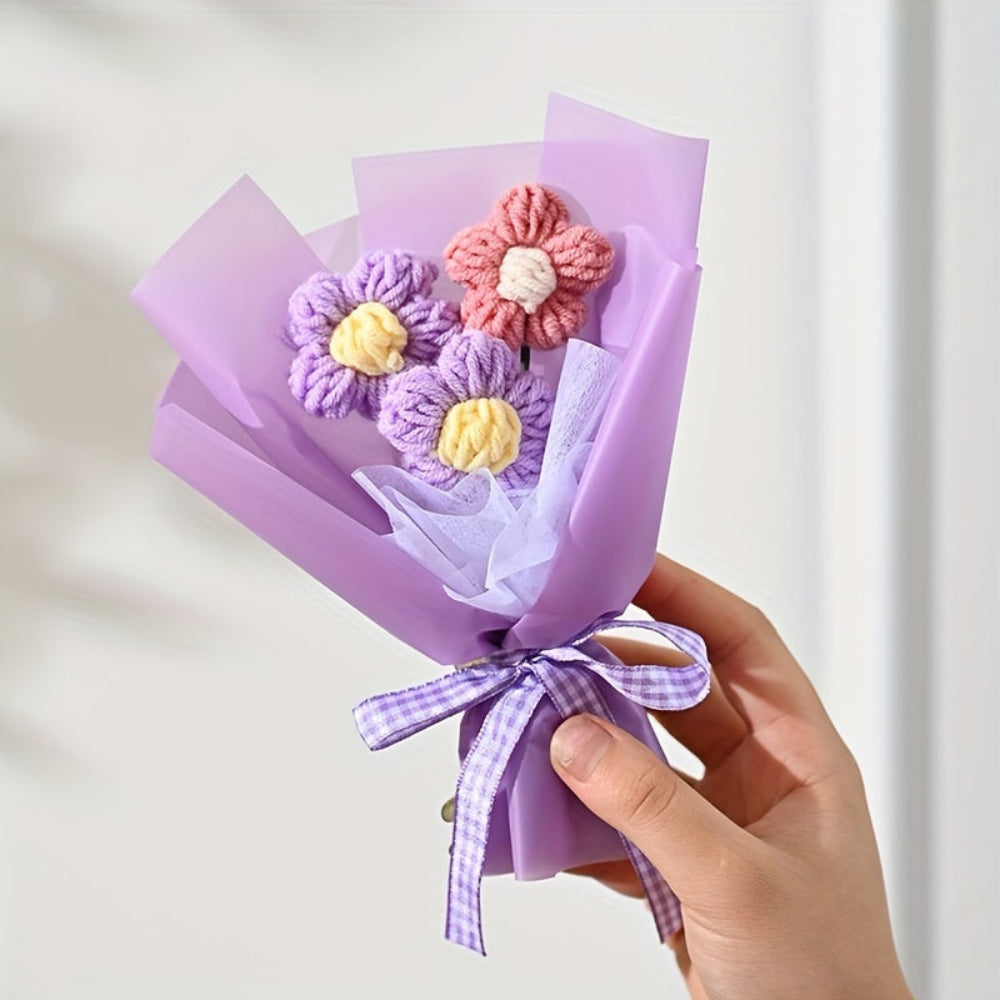 Mother's Day Flower Gift Bouquet Mini Knitted Anniversary Decor 4