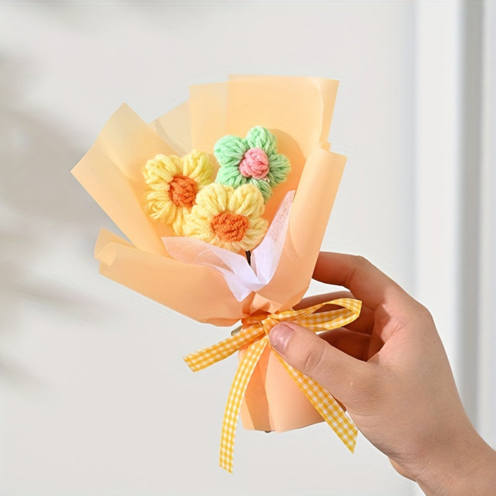 Mother's Day Flower Gift Bouquet Mini Knitted Anniversary Decor 5