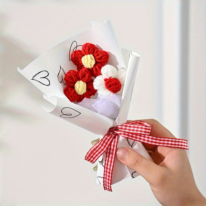Mother's Day Flower Gift Bouquet Mini Knitted Anniversary Decor 8