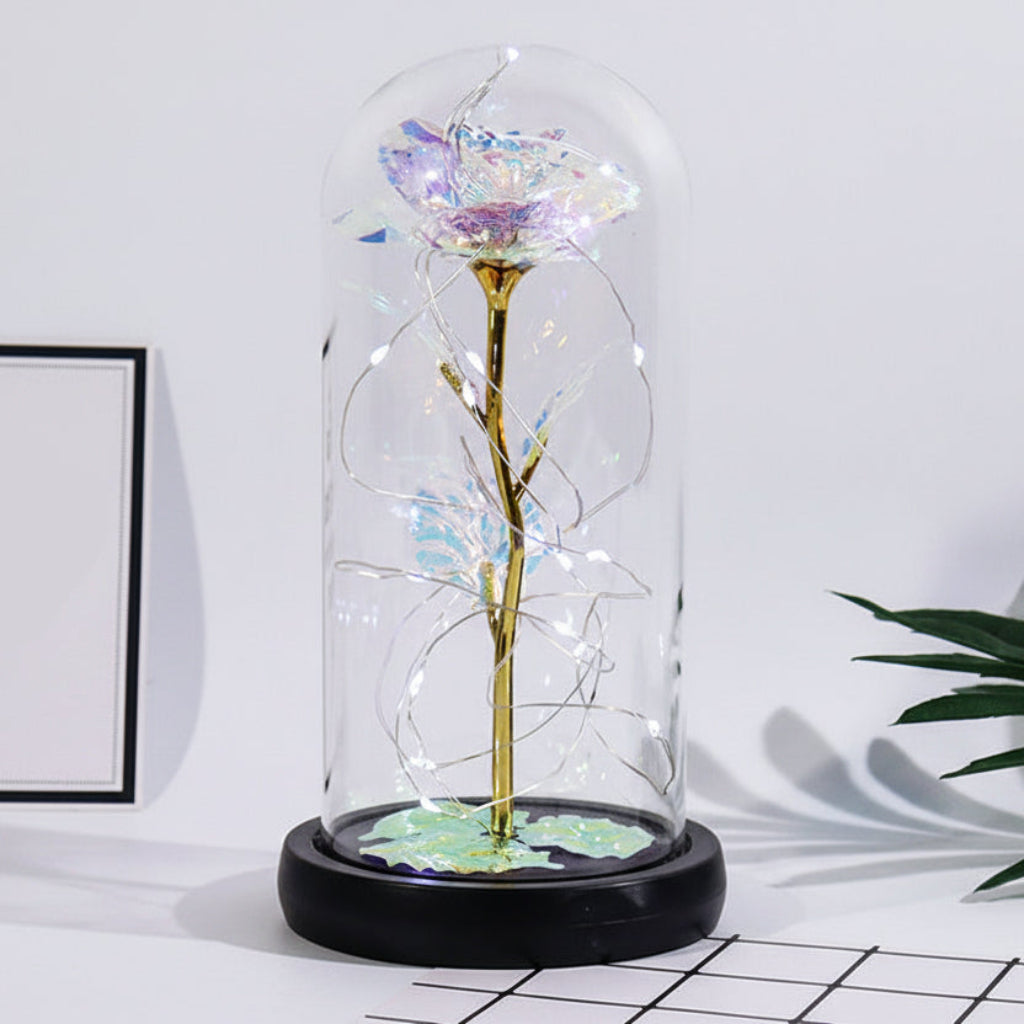 Mother's Day LED Light Artificial Rose Glass Dome Gift Decoration 6