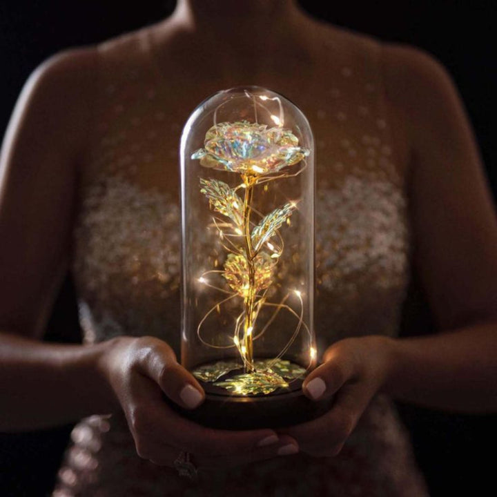 Mother's Day LED Light Artificial Rose Glass Dome Gift Decoration 7