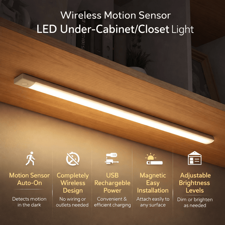 Motion Sensor Closet Light Wireless LED Under Cabinet Lamp