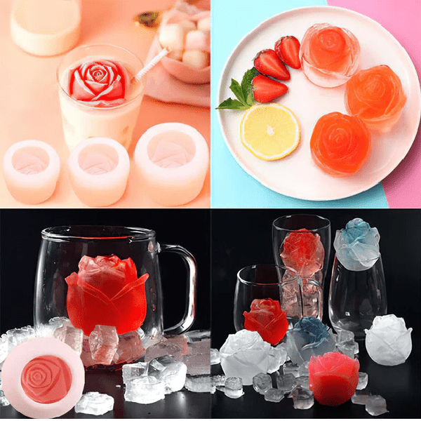 Moule à Glaçons en Silicone Rose – Bac à Glaçons Créatif et Flexible pour Cocktails et Boissons Élégantes 2