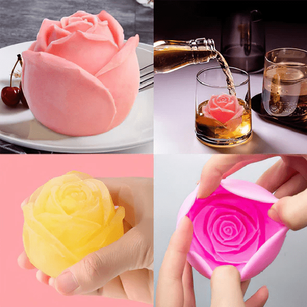 Moule à Glaçons en Silicone Rose – Bac à Glaçons Créatif et Flexible pour Cocktails et Boissons Élégantes 3