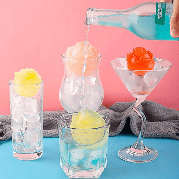 Moule à Glaçons en Silicone Rose – Bac à Glaçons Créatif et Flexible pour Cocktails et Boissons Élégantes 5