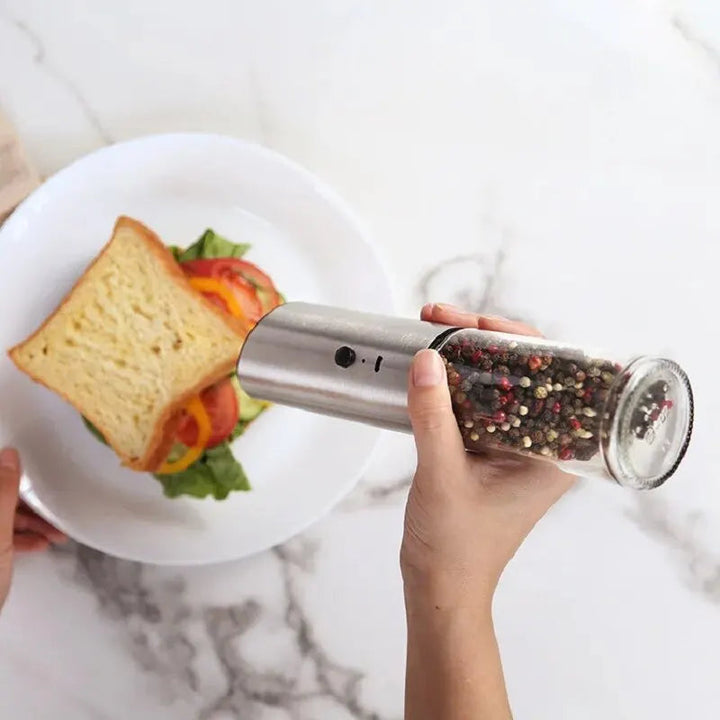 Moulin à Poivre Électrique Rechargeable en Acier Inoxydable avec Mouture Automatique et Réglage de Finesse 3