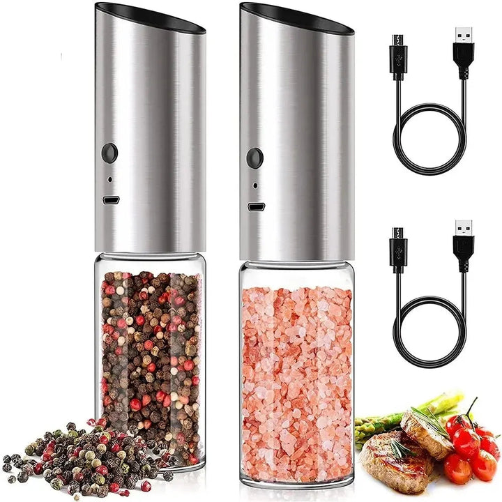 Moulin à Poivre Électrique Rechargeable en Acier Inoxydable avec Mouture Automatique et Réglage de Finesse 4