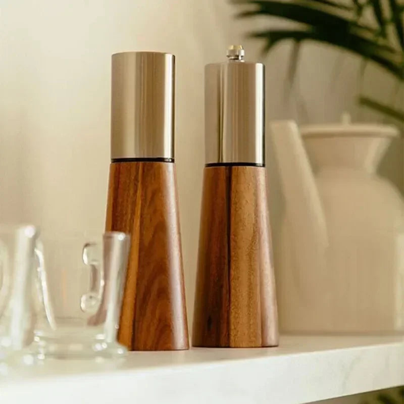 Moulin à Poivre en Bois d'Acacia avec Mécanisme Réglable - Design Élégant et Précis pour Cuisine 2