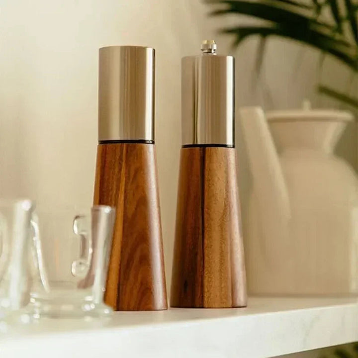 Moulin à Poivre en Bois d'Acacia avec Mécanisme Réglable - Design Élégant et Précis pour Cuisine 2
