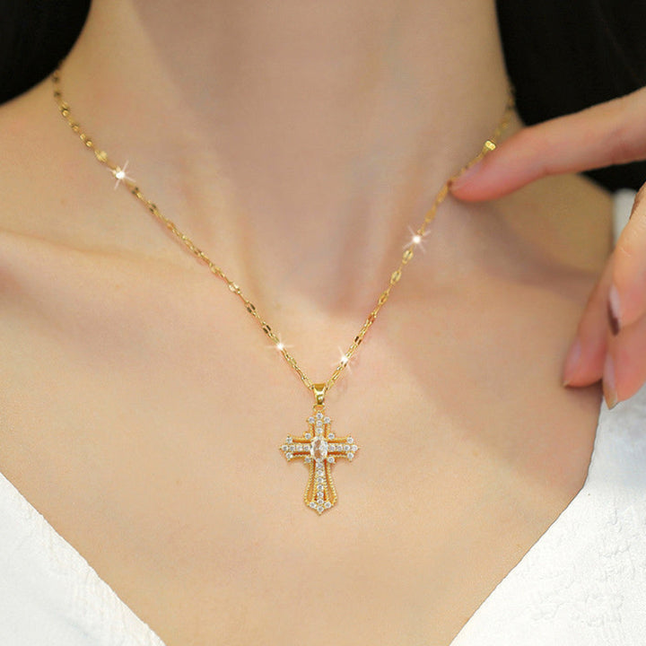 Halskette Kreuzanhänger Bunter Kristall Gold Muttertagsgeschenk