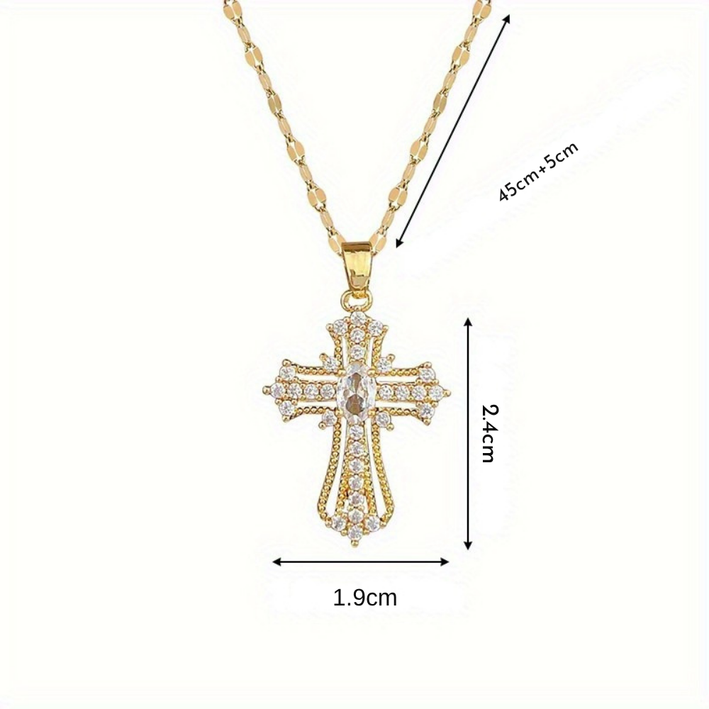 Halskette Kreuzanhänger Bunter Kristall Gold Muttertagsgeschenk