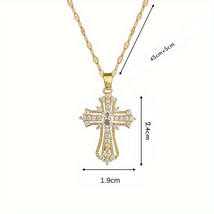 Halskette Kreuzanhänger Bunter Kristall Gold Muttertagsgeschenk