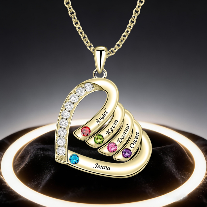 Mother's Day Gift Necklace Birthstone Heart Personalized Jewelry