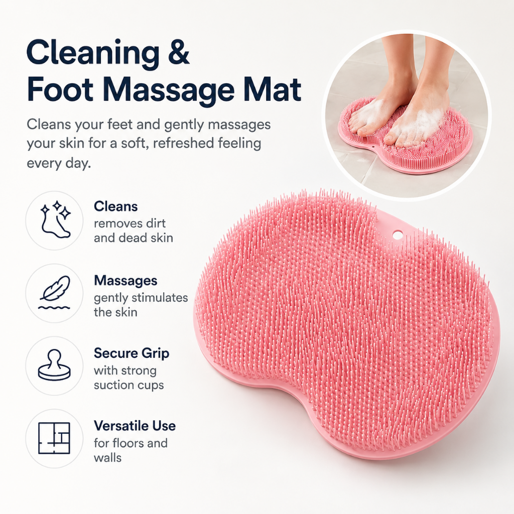 Non-Slip Shower Mat Foot Massager Easy Clean Design