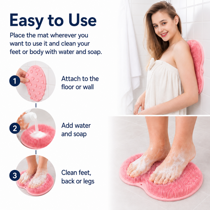 Non-Slip Shower Mat Foot Massager Easy Clean Design