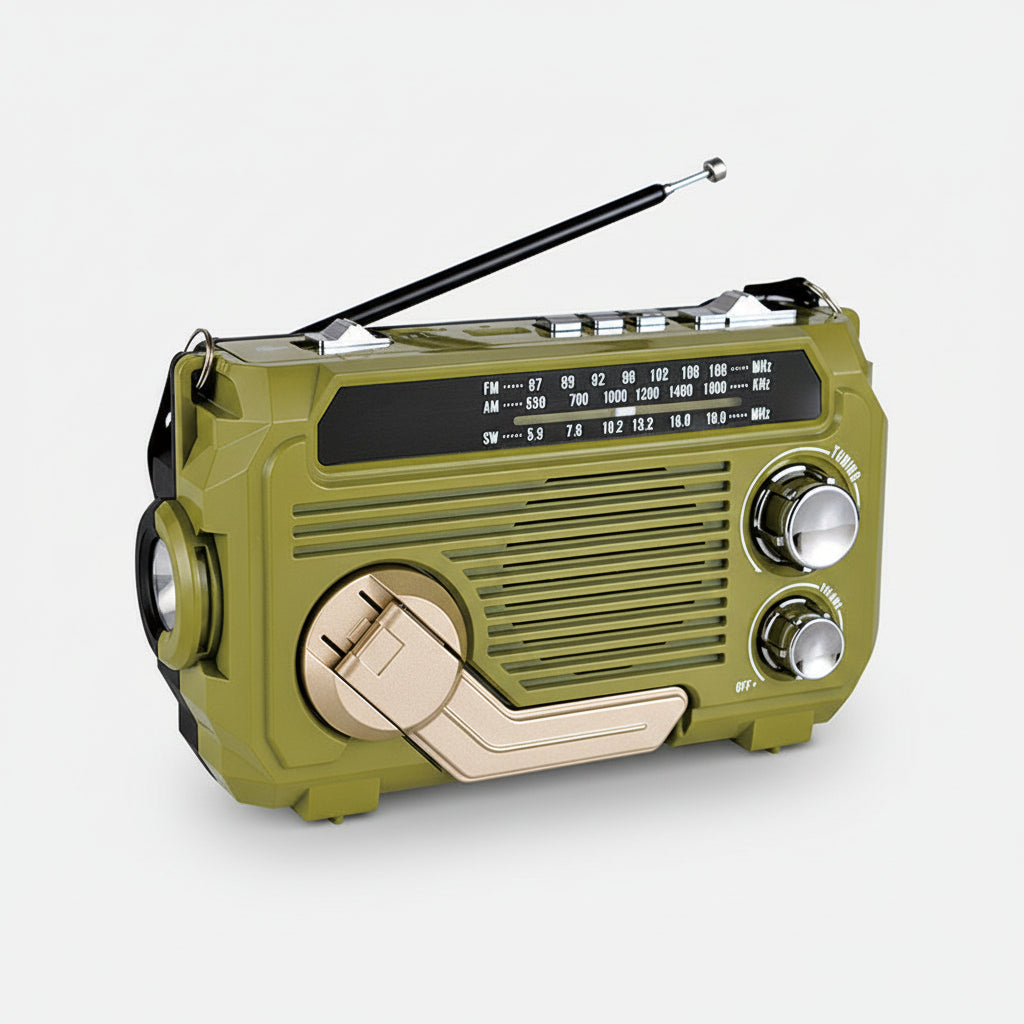 Solar Powered Emergency Radio Bluetooth Flashlight USB Charging