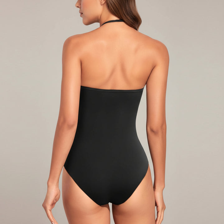 One Piece Swimsuit Tummy Control Bandeau Strapless Push Up Women