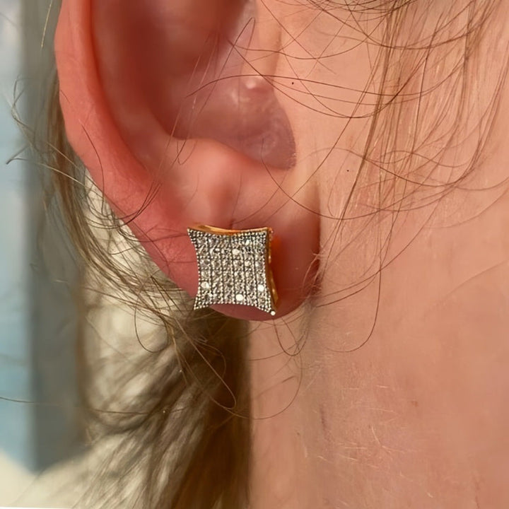 Elegant Square Rhinestone Stud Earrings Alloy Mother's Day Gift