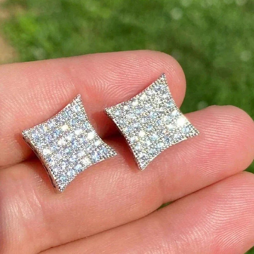 Elegant Square Rhinestone Stud Earrings Alloy Mother's Day Gift