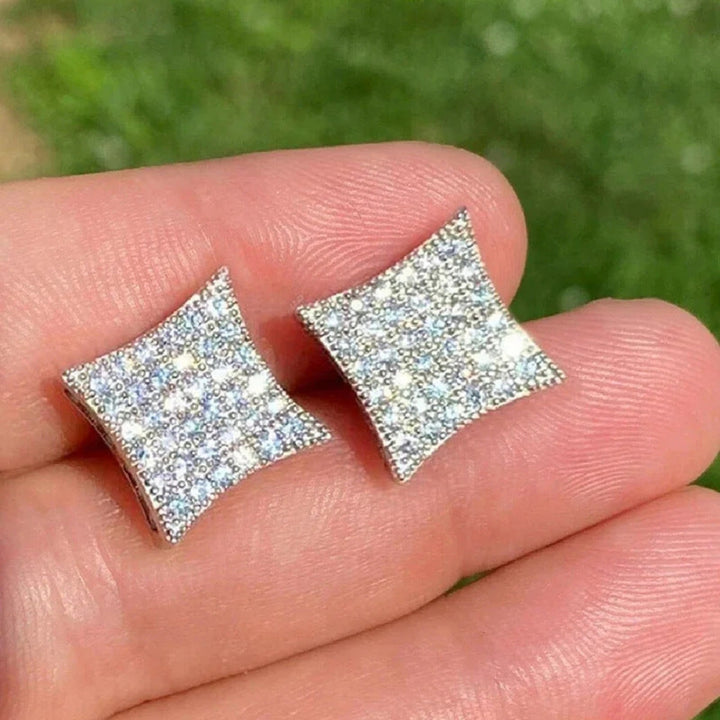 Elegant Square Rhinestone Stud Earrings Alloy Mother's Day Gift
