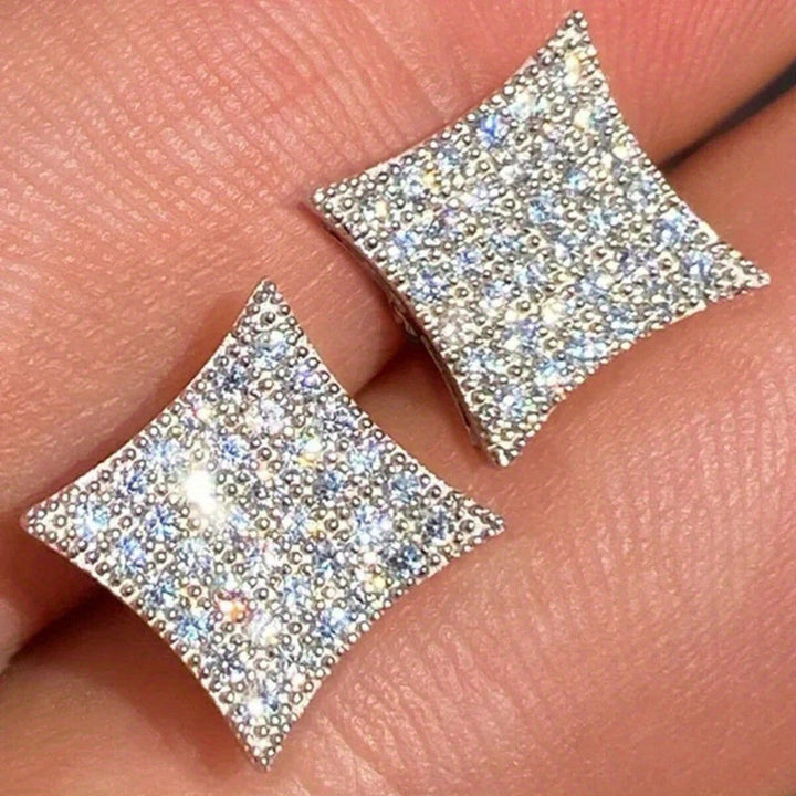 Elegant Square Rhinestone Stud Earrings Alloy Mother's Day Gift