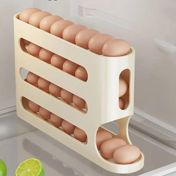 Organisateur à Œufs en Plastique Durable avec Diapositive Automatique – 3/4 Couches pour Réfrigérateur, Design Ludique et Gain de Place 2
