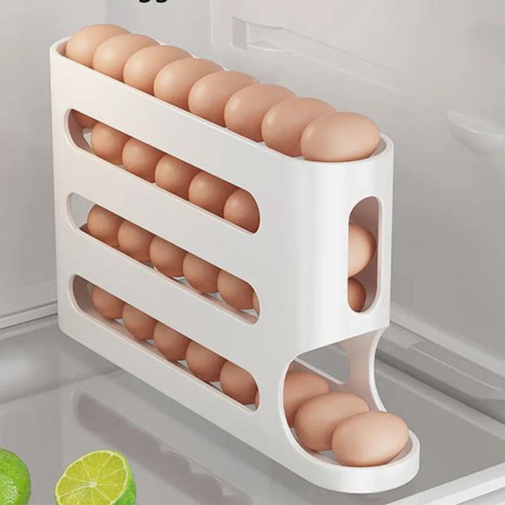Organisateur à Œufs en Plastique Durable avec Diapositive Automatique – 3/4 Couches pour Réfrigérateur, Design Ludique et Gain de Place 4