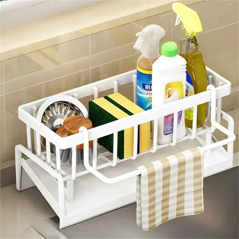 Organisateur d'Évier en Plastique Pratique pour Ustensiles de Cuisine – Rack de Drainage pour Éponge et Savon, Compact et Durable 1