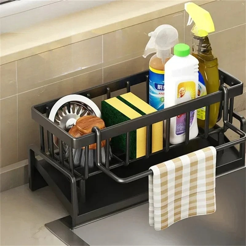 Organisateur d'Évier en Plastique Pratique pour Ustensiles de Cuisine – Rack de Drainage pour Éponge et Savon, Compact et Durable 2