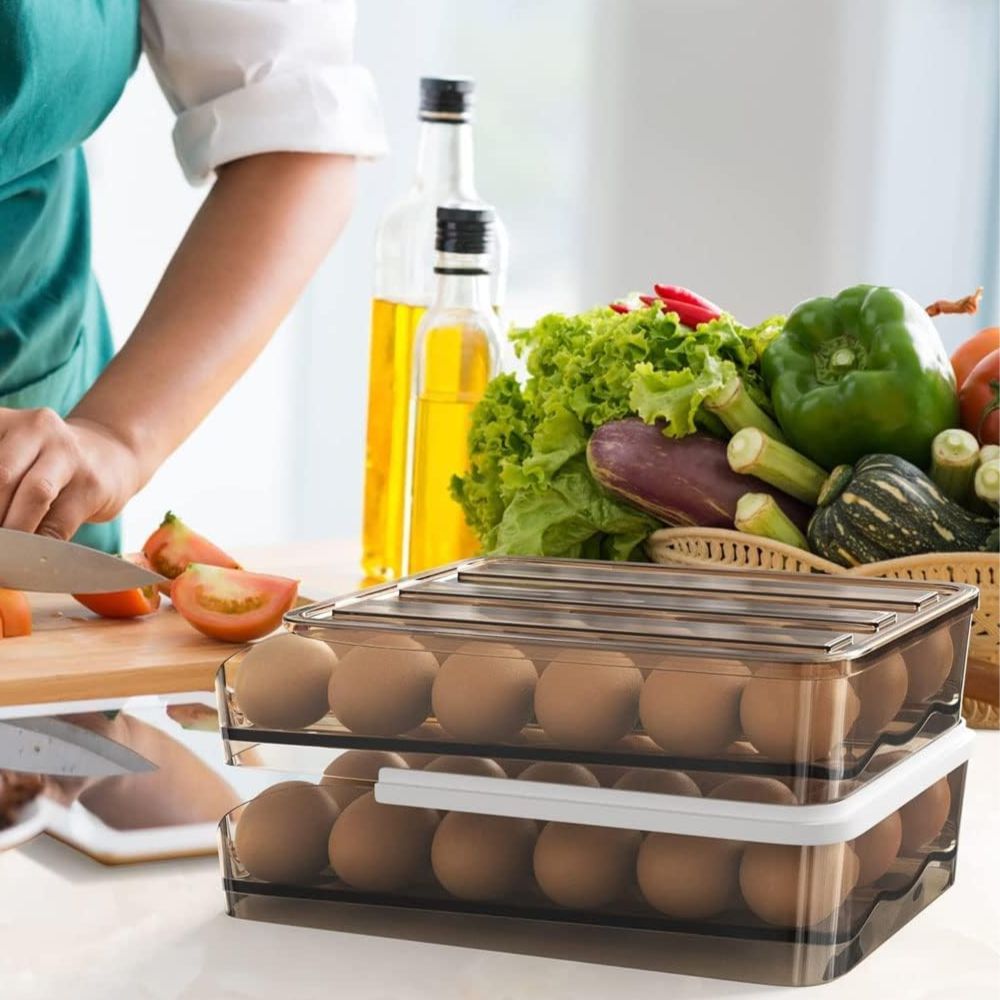 Organisateur d'œufs empilable en plastique, capacité de 18 œufs, design durable et efficace – Noir 1