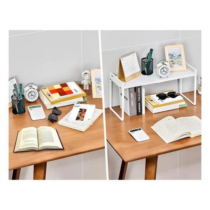 Organisateur de Cuisine Extensible en Métal Blanc – Rangement Élégant pour Placard Cuisine, Assiettes et Tasses 2