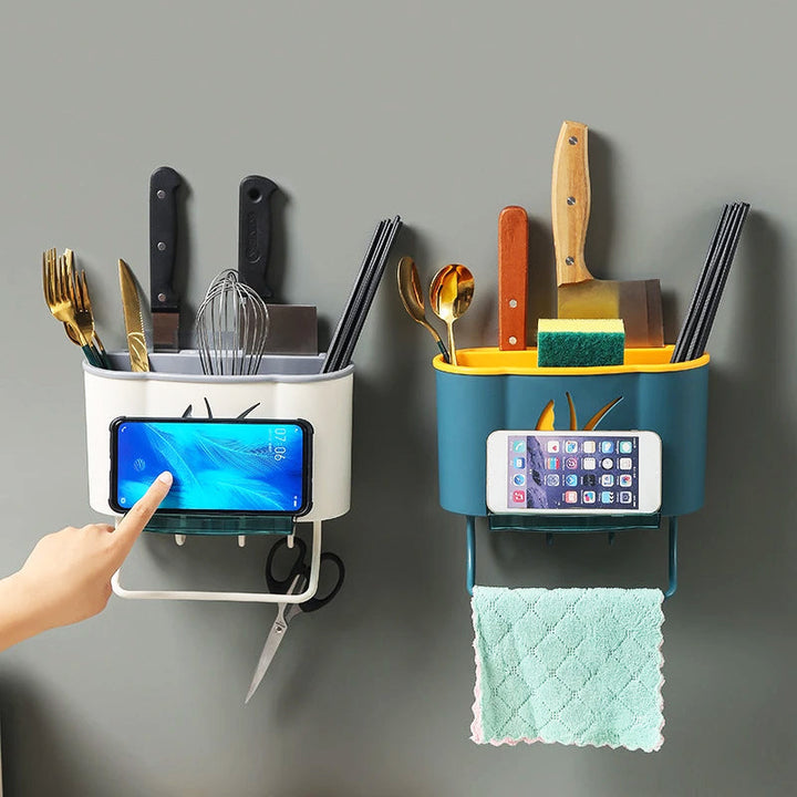 Organisateur de Cuisine Intelligent avec Support Téléphonique – Rangement Pratique et Esthétique pour Ustensiles et Épices 2