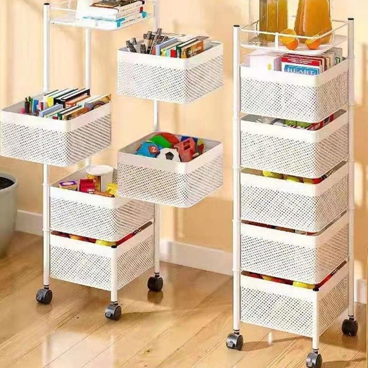 Organisateur de Cuisine Rotatif en Acier Inoxydable – Rack Mobile Multifonctionnel pour Fruits, Légumes et Plus 2