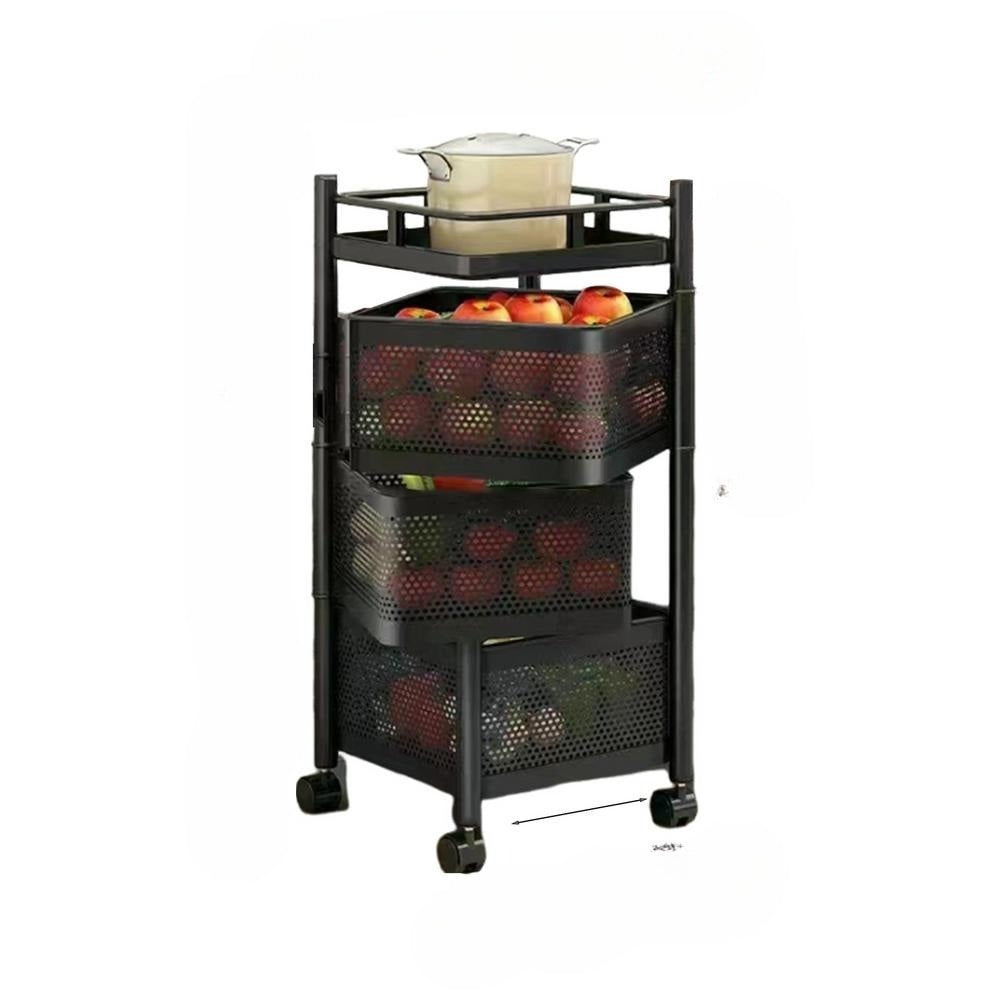 Organisateur de Cuisine Rotatif en Acier Inoxydable – Rack Mobile Multifonctionnel pour Fruits, Légumes et Plus 3