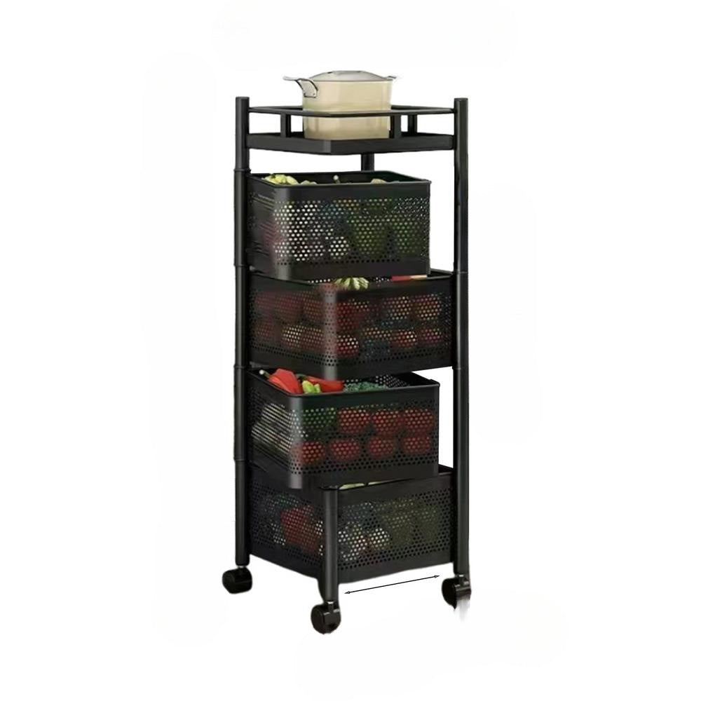 Organisateur de Cuisine Rotatif en Acier Inoxydable – Rack Mobile Multifonctionnel pour Fruits, Légumes et Plus 5