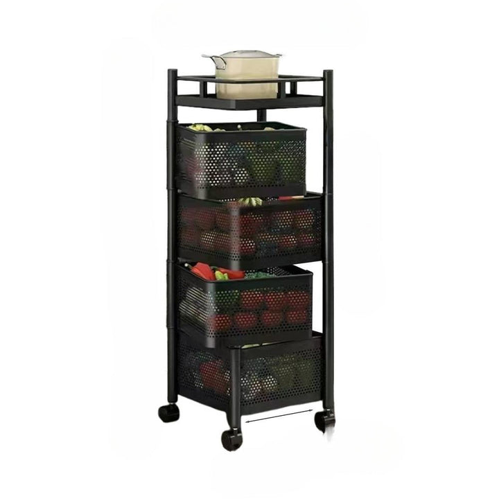 Organisateur de Cuisine Rotatif en Acier Inoxydable – Rack Mobile Multifonctionnel pour Fruits, Légumes et Plus 5
