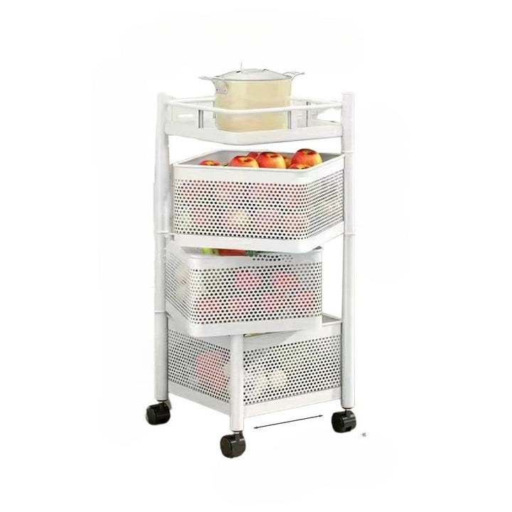 Organisateur de Cuisine Rotatif en Acier Inoxydable – Rack Mobile Multifonctionnel pour Fruits, Légumes et Plus 6